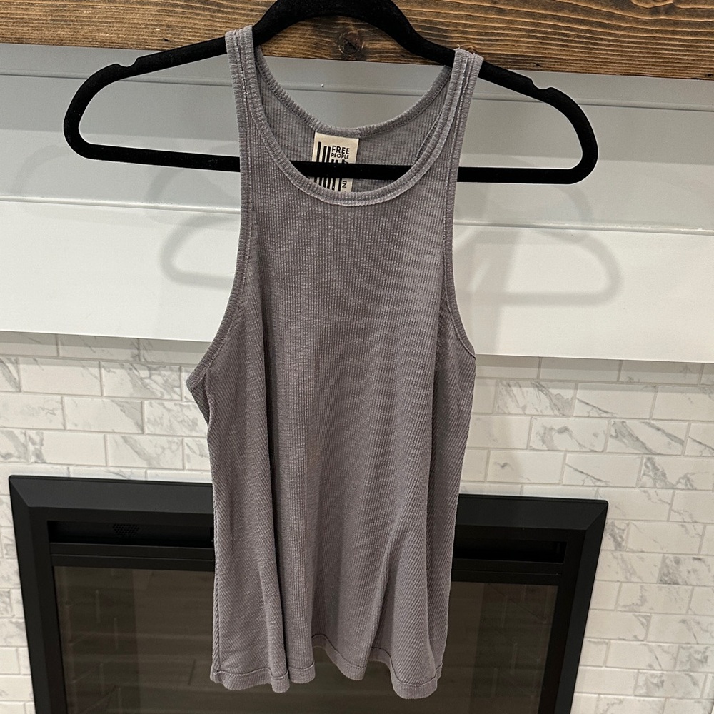Free People Charcoal grey Ribbed Tank Top 4 for $20